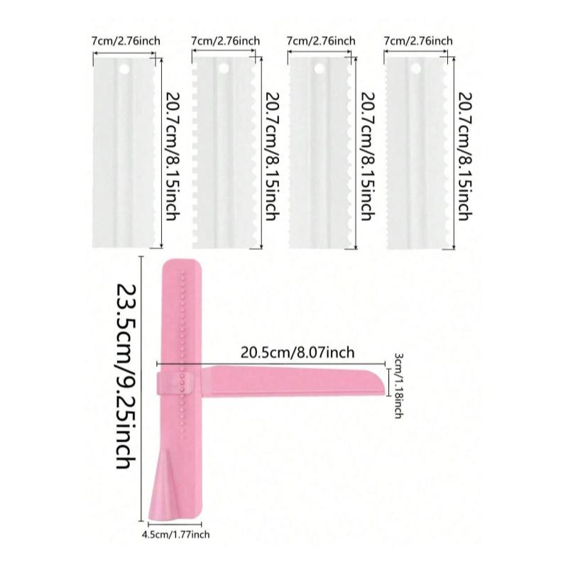 Набор скребков для торта 4 шт./1 набор, декоративный гребень и шпатель для глазури, пластиковый зубчатый скребок-полировщик