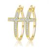 Серьги-кольца серебряного цвета Orsa Jewels для женщин, большие серьги-кольца с крестообразным креплением, блестящие австрийские кристаллы, модные ювелирные серьги Oe142