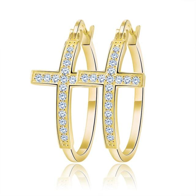 Серьги-кольца серебряного цвета Orsa Jewels для женщин, большие серьги-кольца с крестообразным креплением, блестящие австрийские кристаллы, модные ювелирные серьги Oe142
