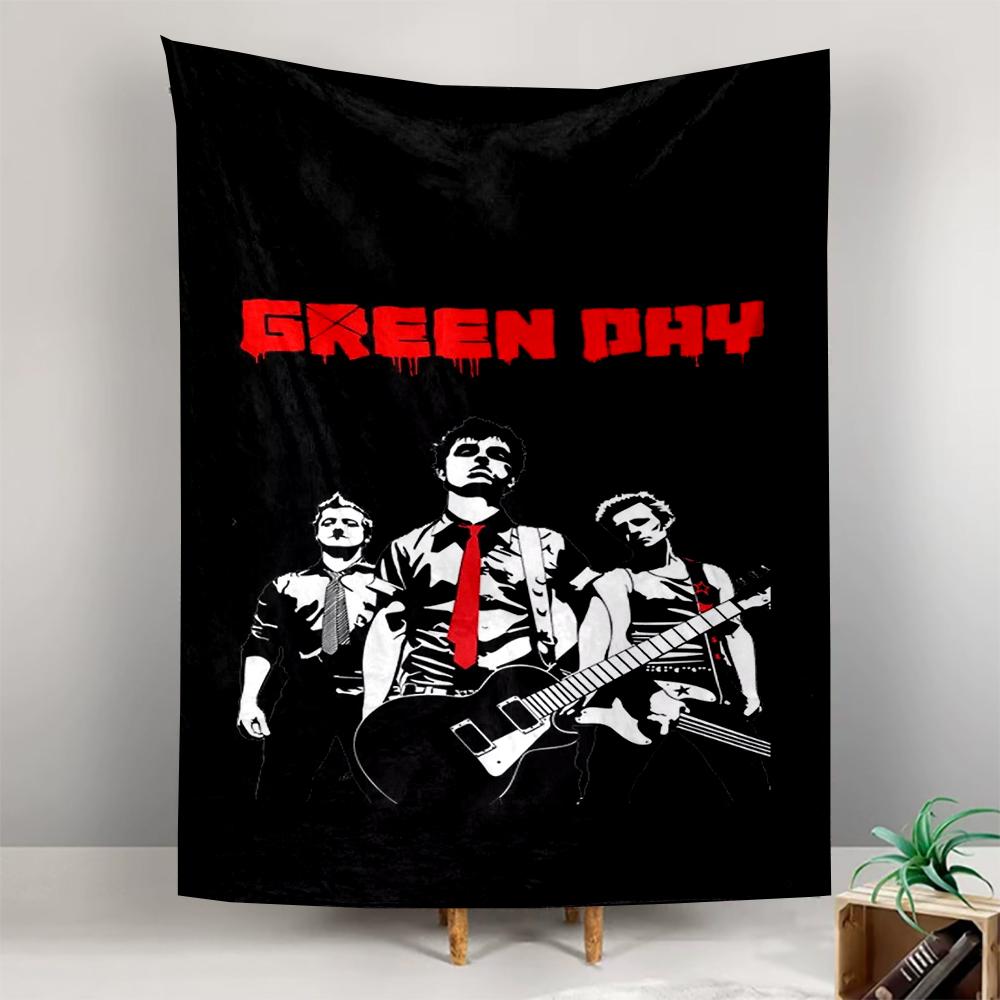 Tapestry Green Day Band Red Tie Guitar Minimal Black Poster Wall Art for Bedroom