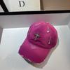 Fashion niche rhinestone cross baseball cap European and American personality street leisure hole cap four seasons hat