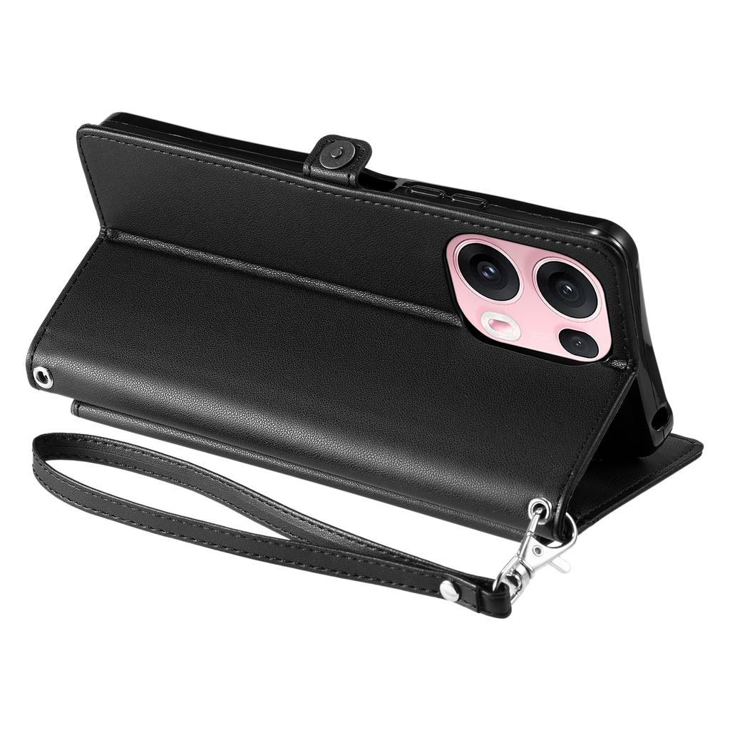 For Oppo Reno13 Pro 5G Leather Case with Wrist Strap Wallet Stand Phone Cover