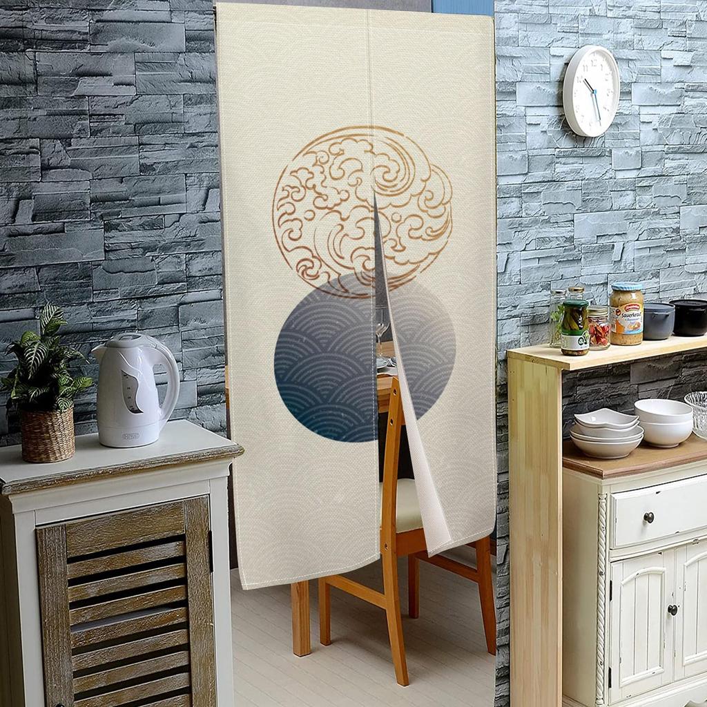 Qinunipoto японская простая волна простая ширина длина разделительные ворота сделаны из доступных для легкого подходит для всех Noren, стиль, стиль, узор, стиль,