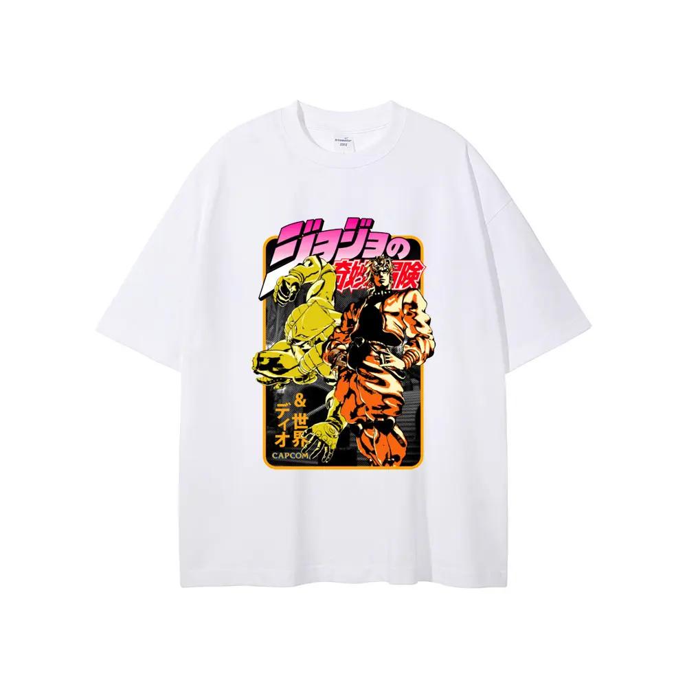 Летняя мужская повседневная футболка с принтом в стиле японского аниме JoJo's Bizarre Adventure, 100% хлопок, с коротким рукавом, ретро одежда