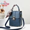 Cozy Up New Soft Leather Phone Bag Fashionable Mini Square Bag Versatile Handbag Silk Scarf Decoration Single Shoulder Crossbody Bags