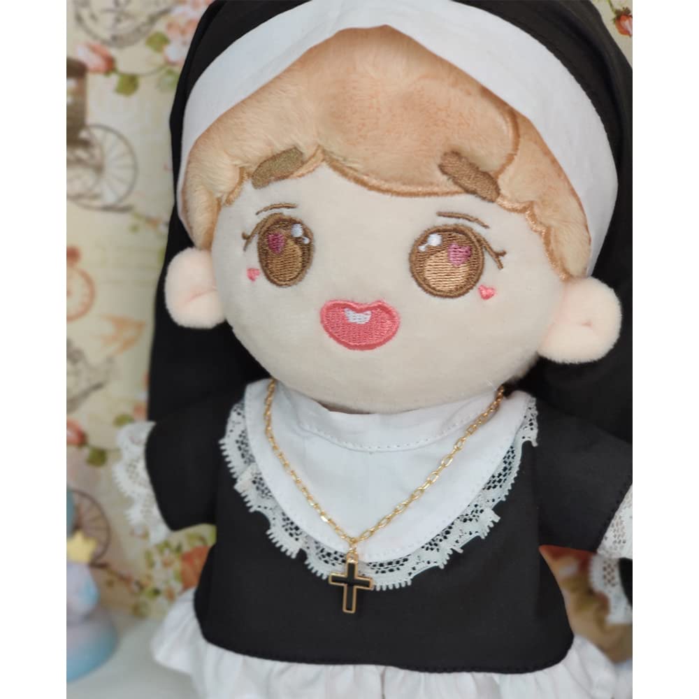 Niannyyhouse 15cm Plush Clothes, Nun's Clothes, Black Dress, Headgear, Cotton Doll, Dress-Up (15cm)