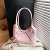 Color Solid Bow Light Soft Crossbody Bag Polyester Lining Casual Day Bags Travel