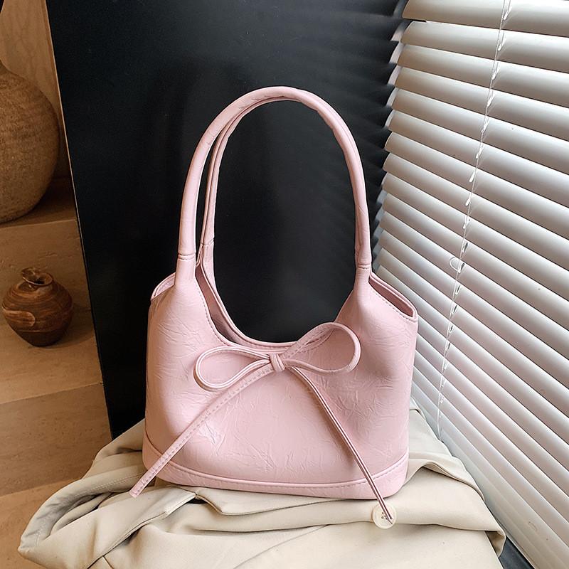 Color Solid Bow Light Soft Crossbody Bag Polyester Lining Casual Day Bags Travel