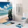 Creative Fashion Series Shower Curtain Floor Mat Combination Four-Piece Set Bathroom Toilet Carpet Shower Room Mat Foot Mat