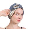 Knot Pleated Cotton Floral Print Turban Hat Head Cover Wrap Hat Soft Bonnet Sleep Night Cap