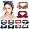 Женская мода Завязанный однотонный головной убор Кроличьи ушки Повязка для волос Бант Повязка на голову Тюрбан