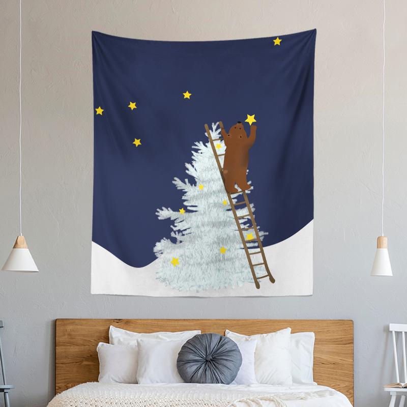 Christmas Tree Decoration Printed Pattern Tapestry Home Living Room Bedroom Wall Decoration Background Cloth Tapestry 230x180cm
