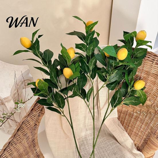 Zero Care Faux Fruit Branch Artificial Lemons Tree Branches Greenery Stems with Lifelike Lemon Fruits Realistic High Simulation Fake Plants