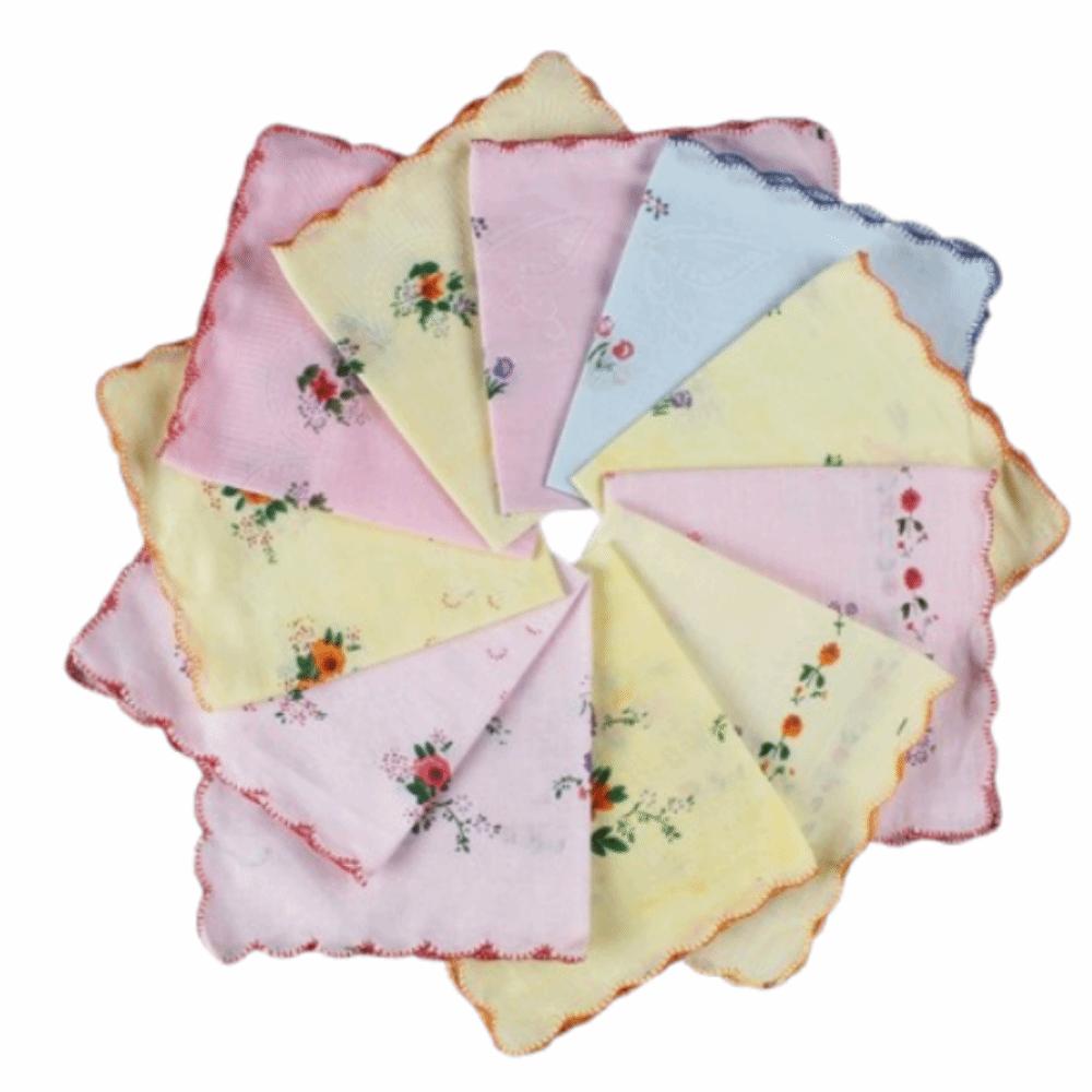 12 шт. 28x28 см Женские печатные носовые платки Впитывающие пот Тонкое полотенце для пота Кухонные инструменты