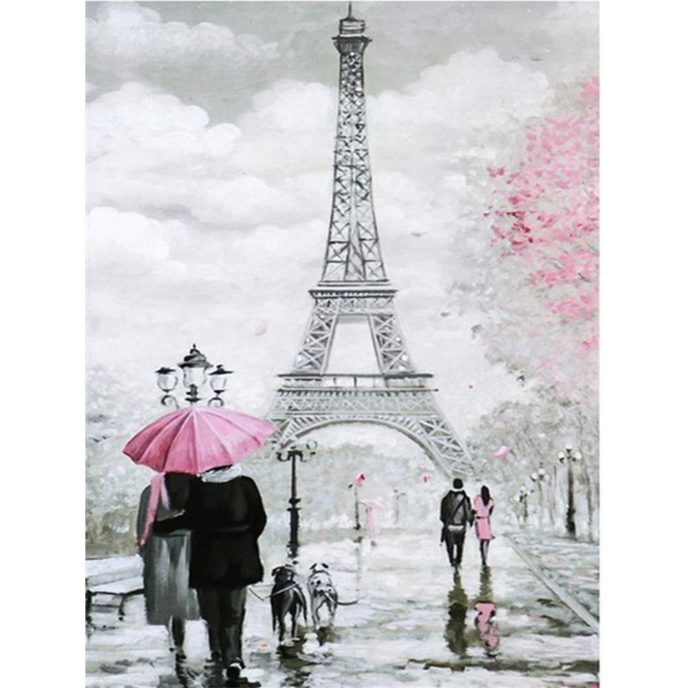 5D Алмазная вышивка с полной дрелью, вышивка крестиком, уличная алмазная живопись, пейзажная мозаика, Эйфелева башня, ремесленный домашний декор
