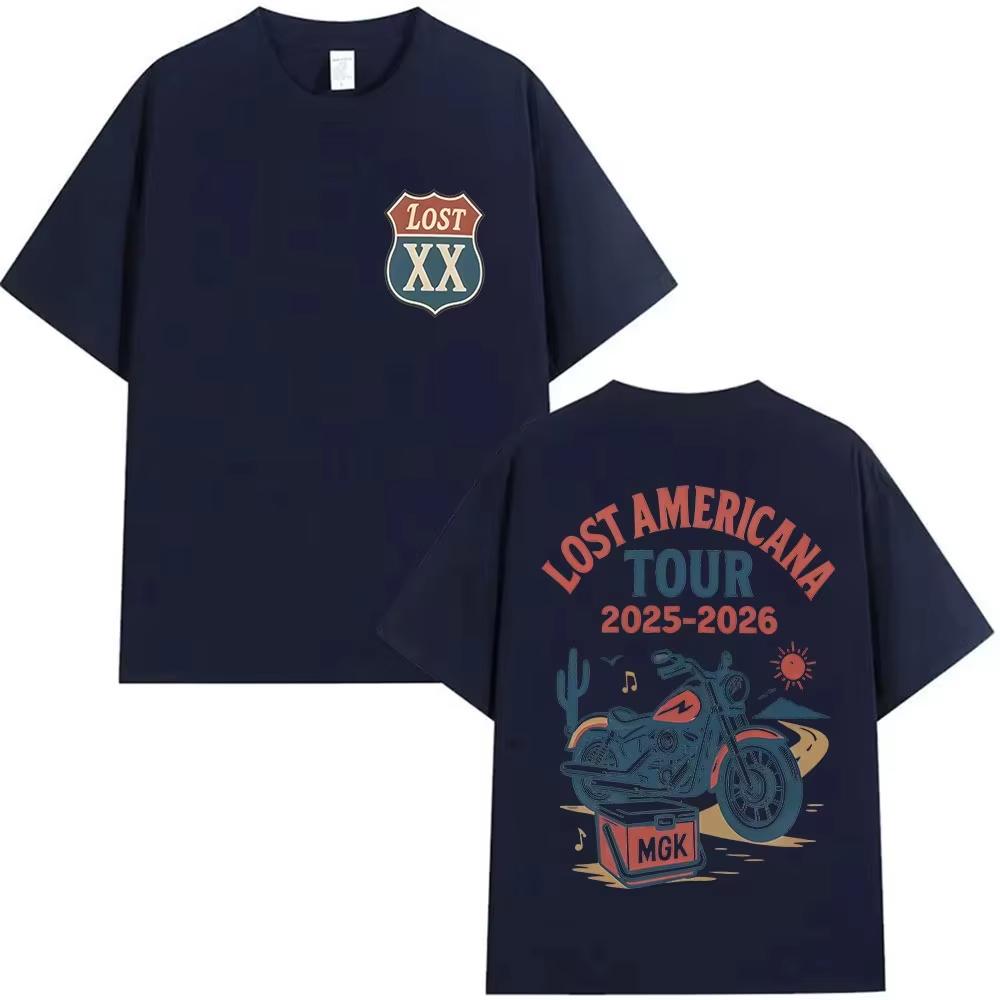 Rapper MGK Lost XX Americana Tour 2026 Spring summer Graphic Printed TShirt Harajuku Fashion Casual pure Cotton Streetwear
