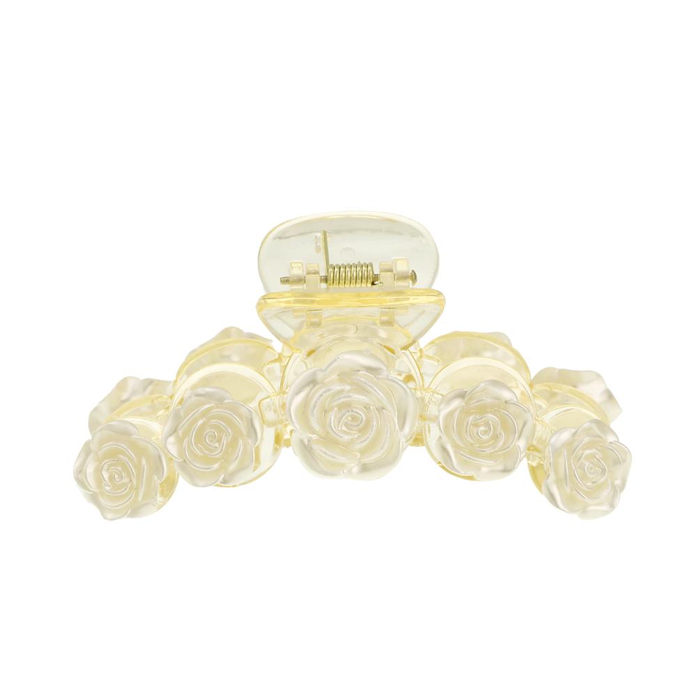 AWAYTR Bride Elegant White Rose Flower Hair Claws Hair Clip Headwear Floral Hairpin Bridal Wedding Hair Accessories Ornament