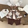 Early Spring Boys Retro Sweater Spring And Autumn New Baby Contrasting Color Fashion Knitted Cardigan Sweater
