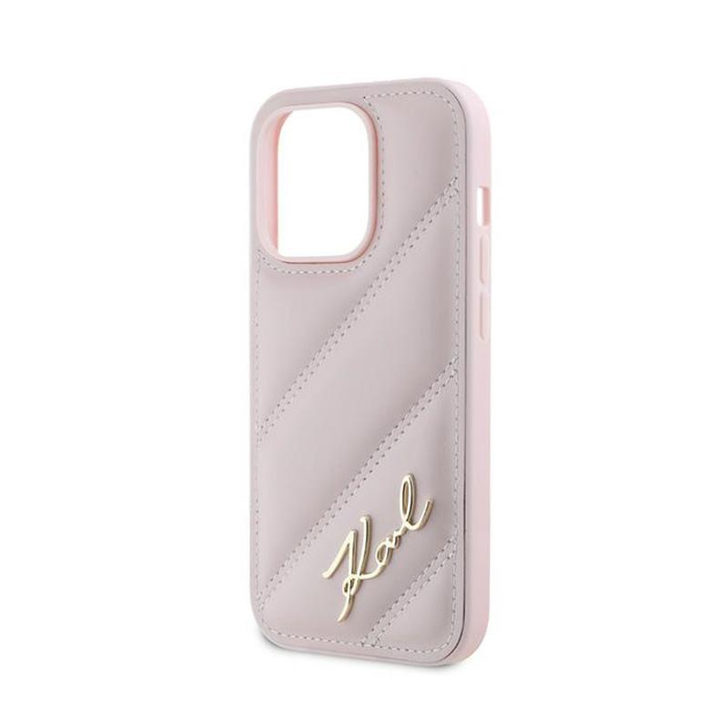 Karl Lagerfeld Diagonal Quilted Script - Etui Iphone 14 Pro Max (Różowy)
