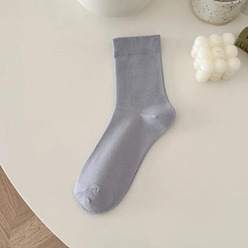 Женская мода Harajuku Streetwear средние носки-трубы японские милые девушки однотонные хлопковые длинные носки