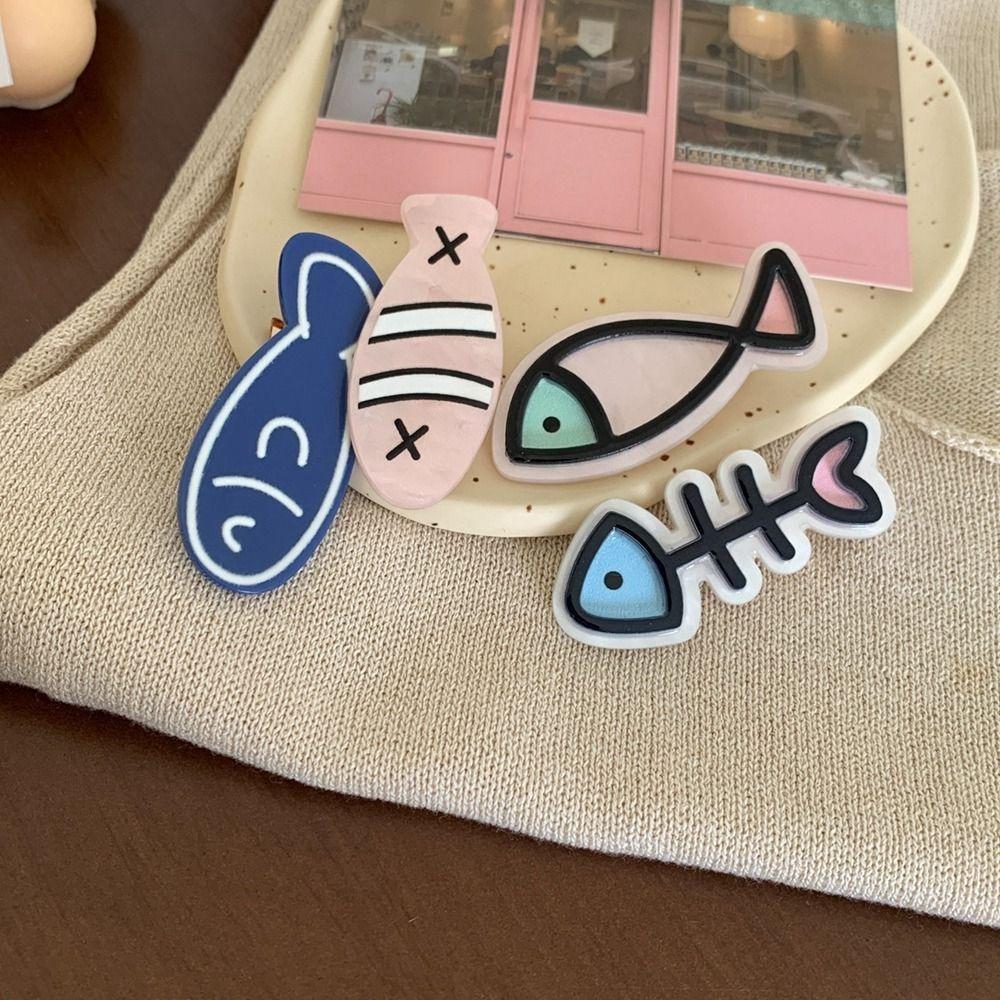 Y2k Animal Hair Clip Geometry Dolphin Barrettes Fashion Fish Bone Hairpin Kids