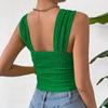 Летняя мода базовый безрукавный укороченный топ женский открытый пупок квадратный воротник однотонный сексуальный бретели рубашки женские элегантные облегающие повседневные женские блузки 26606
