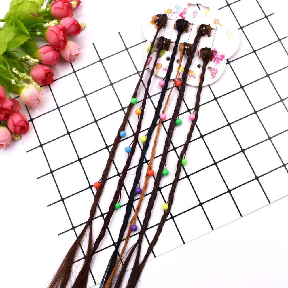 Милые красочные косички, аксессуары для волос, Радужный плетеный хвост, шиньоны для детей, девочек