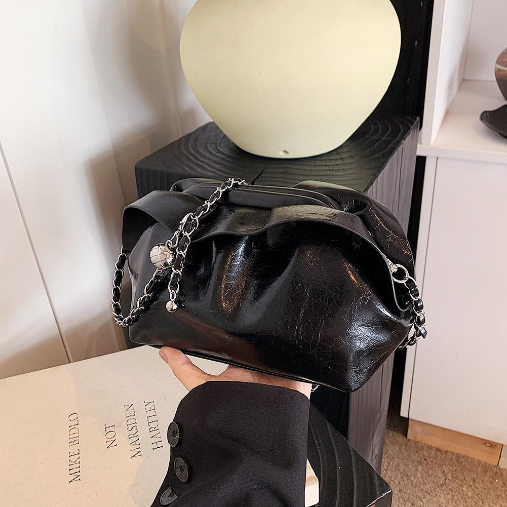 Женская сумка через плечо, плиссированная сумка из искусственной кожи, сумка-хобо с зажимом для путешествий и поездок на работу