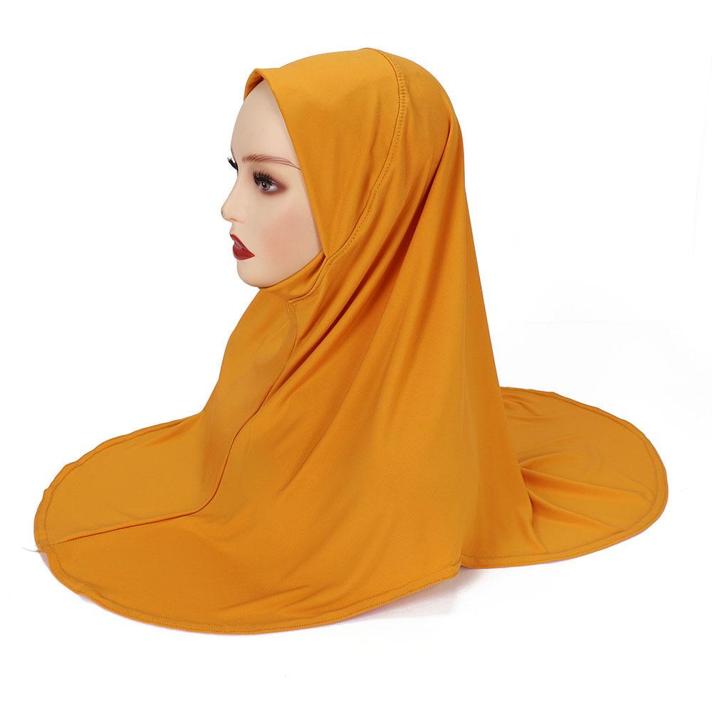Malay Double Chin Undercap Muslim Women Solid Color Inner Scarf Islamic Instant Hijab Ladies Cap Crystal Hemp Bonnet Hat 80*55cm