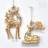 Golden Deer Ornaments Set of 2 Christmas Tree Decorations Reindeer Gold Stylish Cute Sparkly