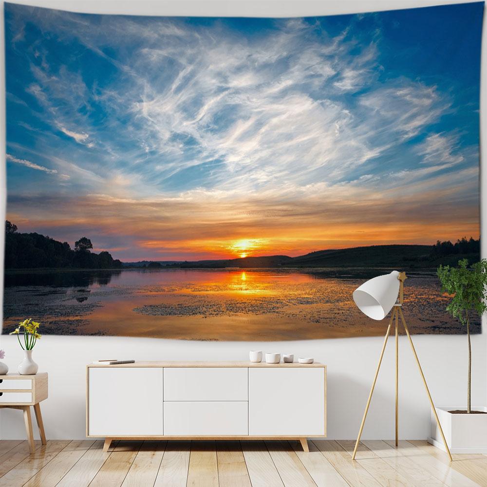 Beach Starry Tapestry Home Decor Living Room Natural Moon Sea Landscape Tapestry Fabric Hippie Wall Hanging Tapestry Tapiz