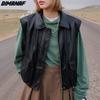 DIMANAF 2026 Осень Зима ПУ Куртки Пальто Повседневный Безрукавка Женская Большого Размера Свободный Пуговицы Верхняя одежда Мода Женская Одежда