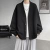 Men S Loose Plus Size Solid Color Cardigan Sweatshirt For Spring Autumn