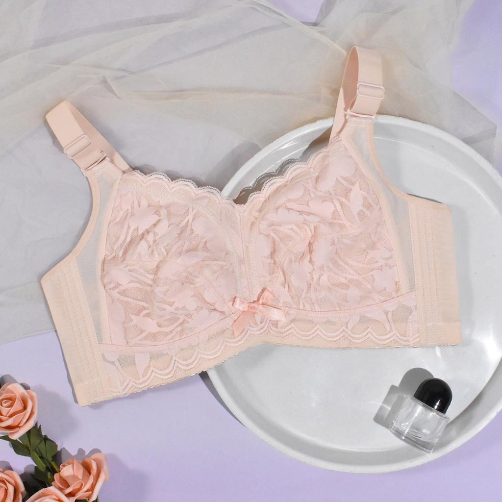 Lace No-wire Push-up Bra with Adjustable Straps Slim Fit Plus-size Underwear