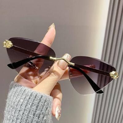 Солнцезащитные очки с металлической отделкой, треугольные очки Catwalk Cheetah, модные солнцезащитные очки Cat Eye Marine