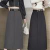 Женская серая юбка А-силуэта с высокой талией, разрезом и запахом на бедрах, рабочая одежда на осень/зиму 2024 г.