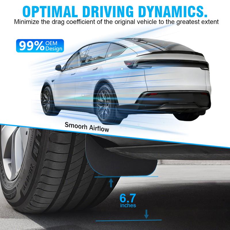 4PCS Mud Flaps for Tesla Model Y -2024 Soft Mud Flap Splash Guards Fender No Drilling Mudflap Travel Accessories