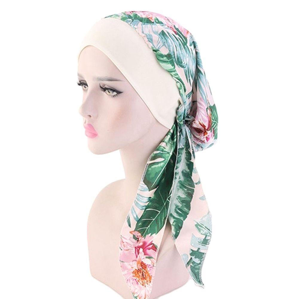Adjustable Elastic Printed Pre-Tied Chemo Pirate Cap Cancer Head Scarf Muslim Turban Hair Loss Hat