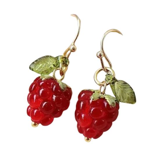 1 пара женских сережек с искусственным кристаллом малины, серьги-кисточки с фруктами, серьги-крючки для выпускного вечера, вечеринки, свидания, украшения для ушей