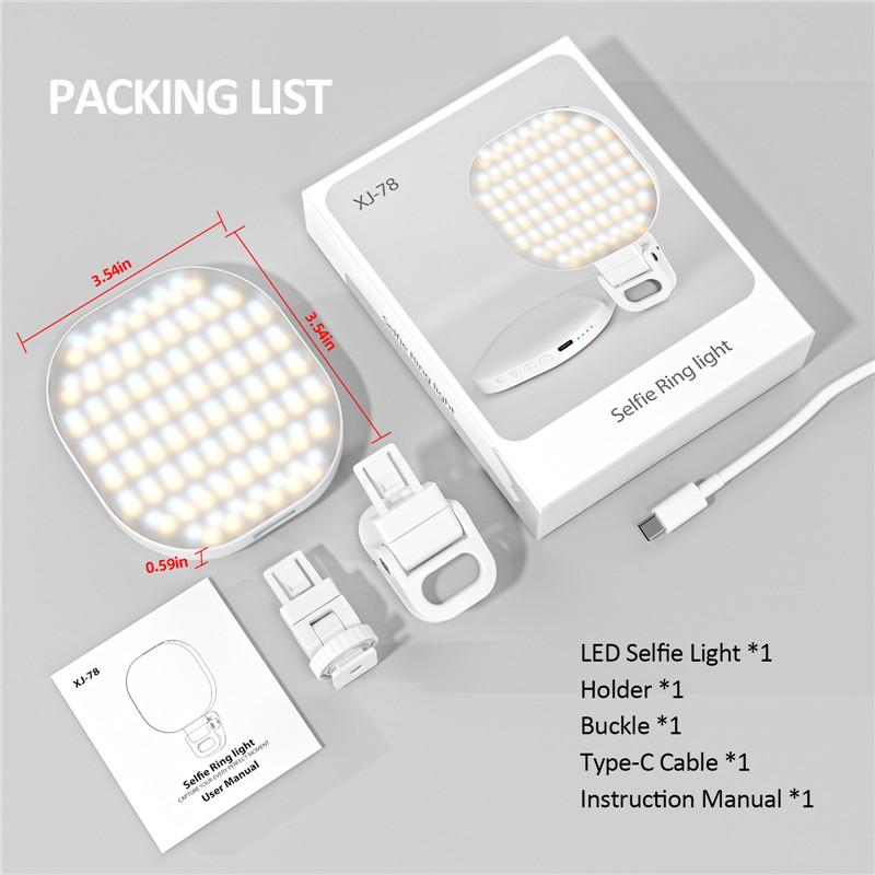 Selfie Light Phone Clip 140 LED 2000mAh Rechargeable Portable Clip On Light for Tablet Laptop Zoom Call TikTok Video Fill Light