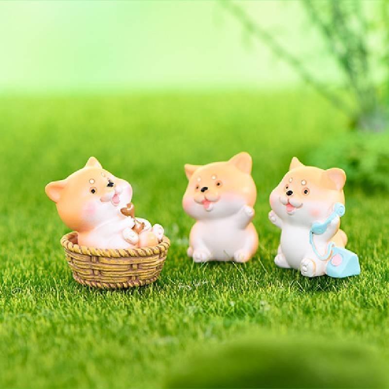 Sweet Akita Puppy Resin Miniature Diy Decor Cute Accessories For Car And Home Decoration