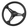 Car Steering Wheel Racing Style PU Leather 14in Universal Fit for 6 Hole Steering Wheel Hub Adapter Black