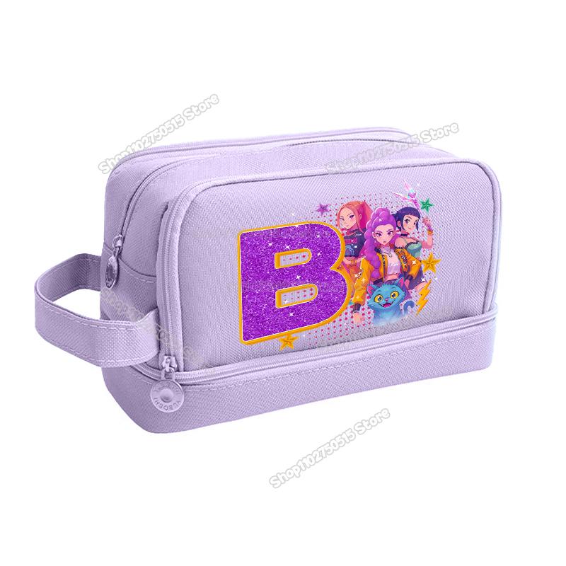Kpop Demon Hunters Letter A-Z Pencil Bag Rumi Mira Zoey Girl Student Pencil Case High-capacity Stationery Pouch School Supplies