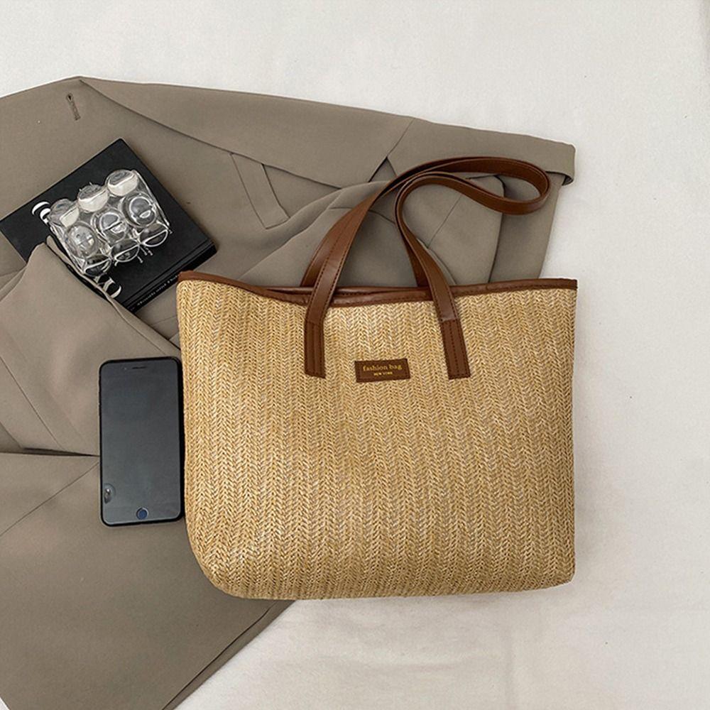 Summer Weave Straw Bag Boho Tote Bag Elegant Straw Shoulder Bag for Women