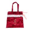 Moomin Lace and Velour Drawstring Tote Bag Wine Red Little My MOOMIN