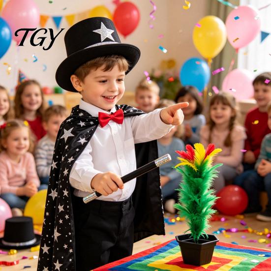 Stage Performance Props Stick to Flower Magic Trick, Appearing in Pot from Wand, Talent Show Up Close Trick for Street Performance, Parties