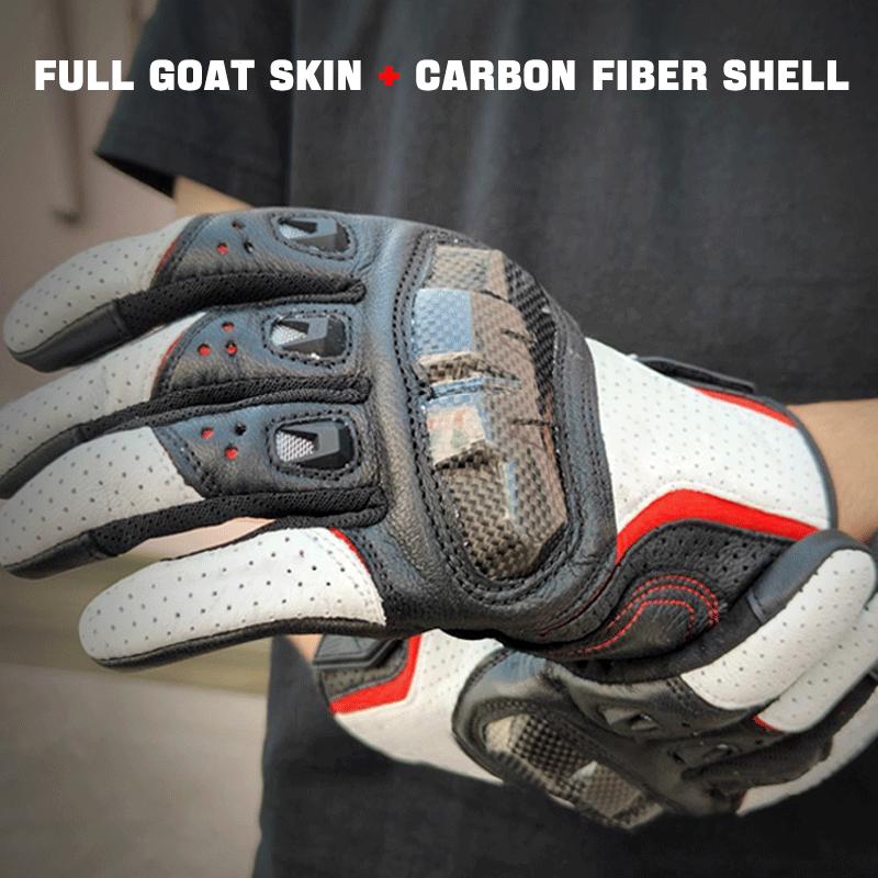 Custom Design Leather Carbon Fiber Motorcycle Gloves Touchscreen Compatible Anti-slip Breathable Outdoor Sports Universal Season