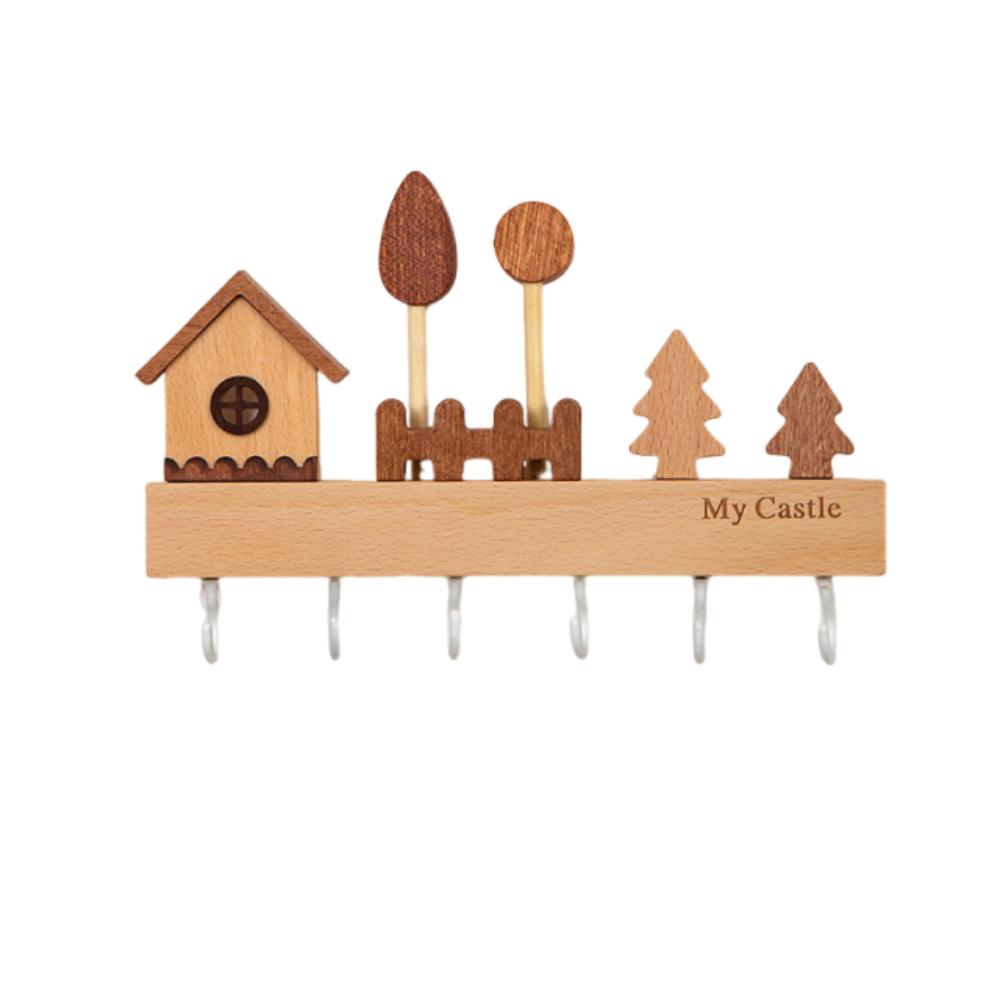Деревянный декоративный крючок 6 крючков Крючок-ряд для хранения мелочей Крючок для ключей Вешалка Прихожая