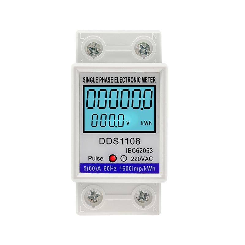 60A Dds1108 ЖК-цифровой дисплей Однофазный счетчик электроэнергии с подсветкой Однофазный счетчик электроэнергии Тестовые приборы Детекторы