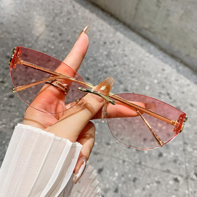 Солнцезащитные очки Ocean Piece, изогнутые солнцезащитные очки без оправы, женские очки с изображением головы леопарда